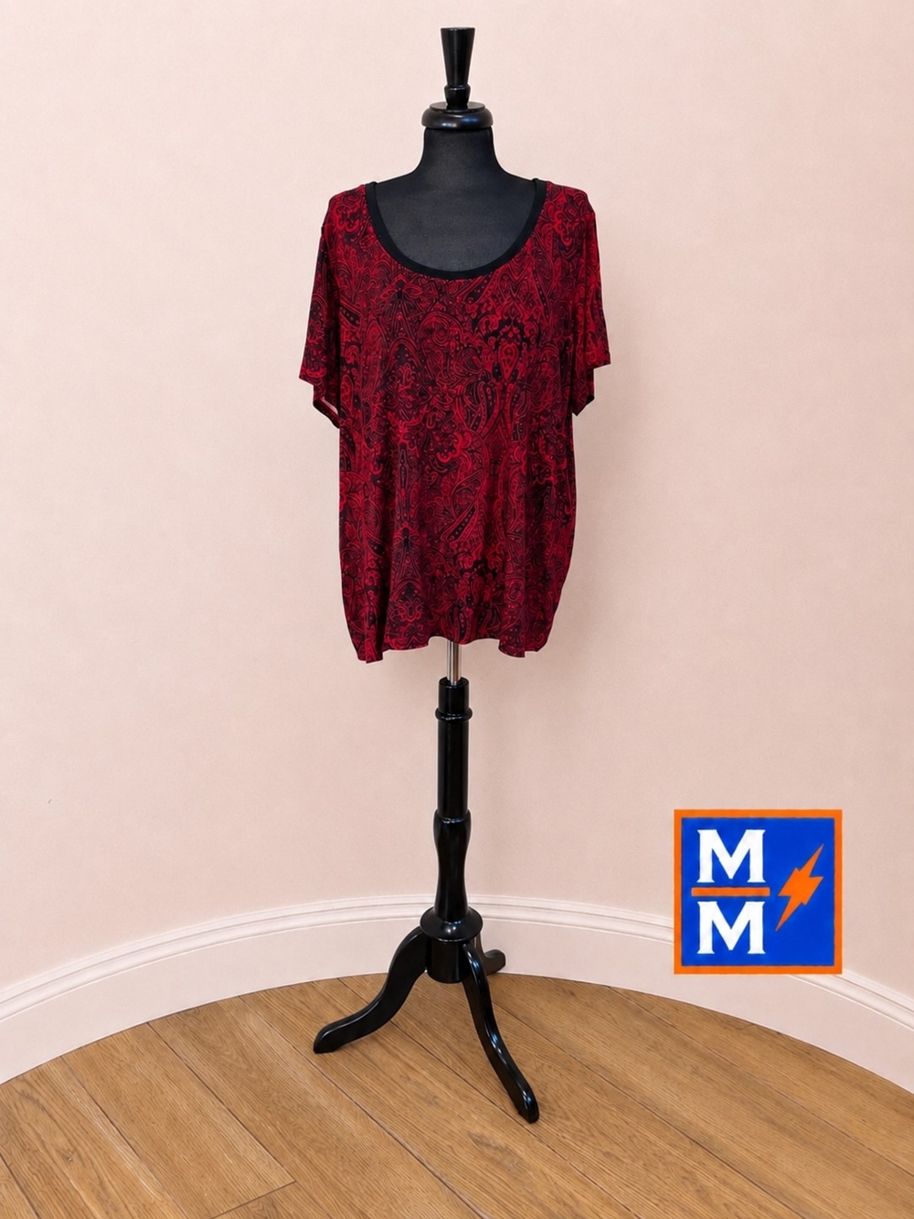 Grace The Perfect Fit NWT 2X Red Black Paisley
